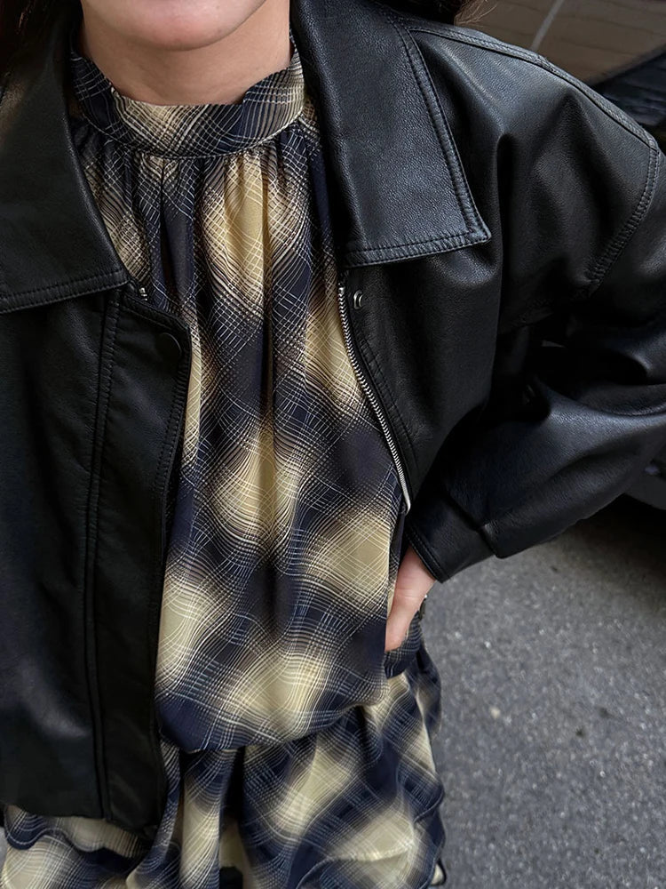 Plaid Asymmetric Halter High-Low Top