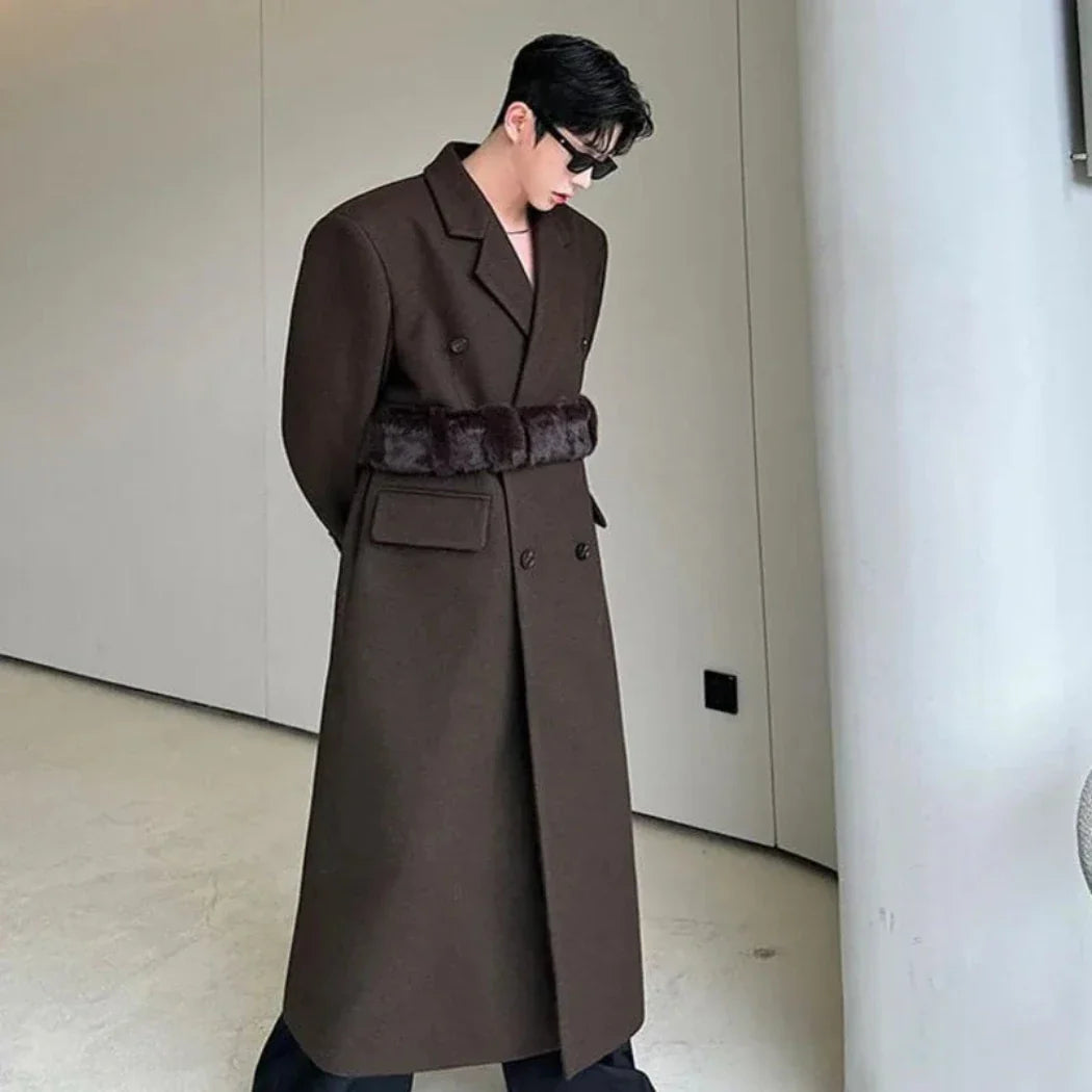 Men's Warm Designer Wool Blend Trench Coat