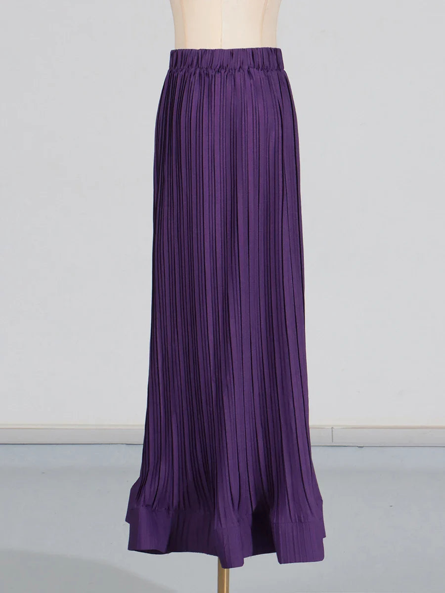 Women's Luxury Pleated Long Skirt 2-Piece Set