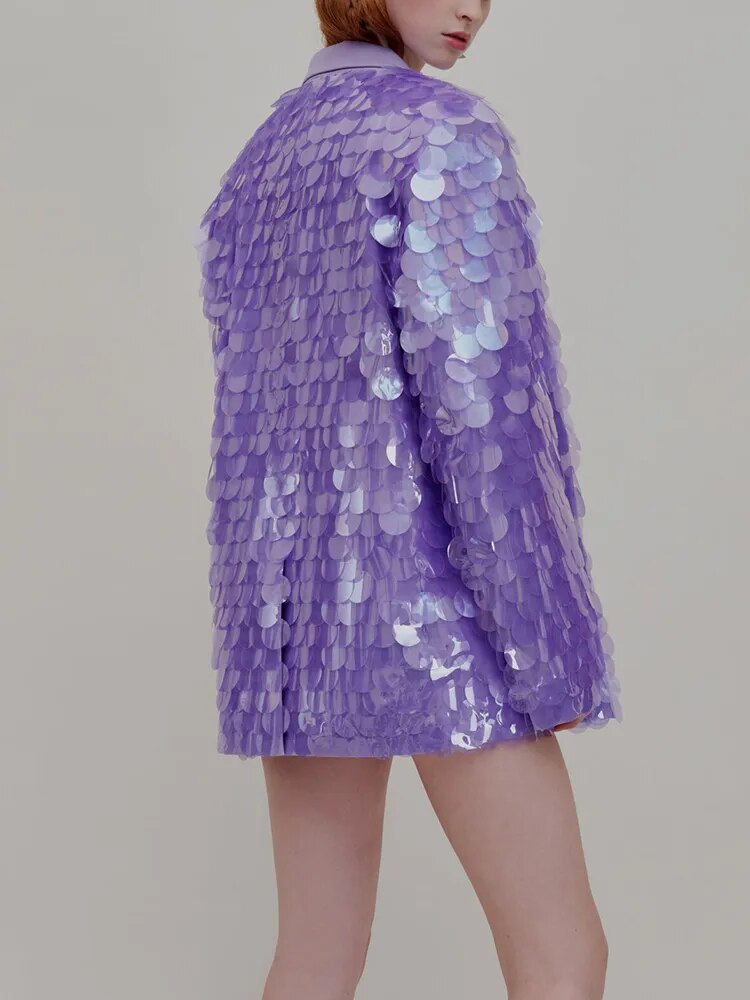 Women's Lilac Disc Embellished Blazer