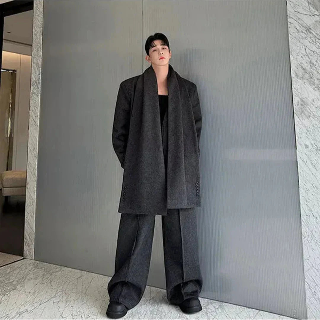 Men's 3 Piece Baggy Blazer & Pleated Trousers Set