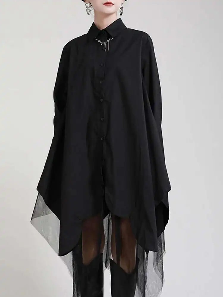 Avant-Garde Asymmetric Hem Tunic Dress