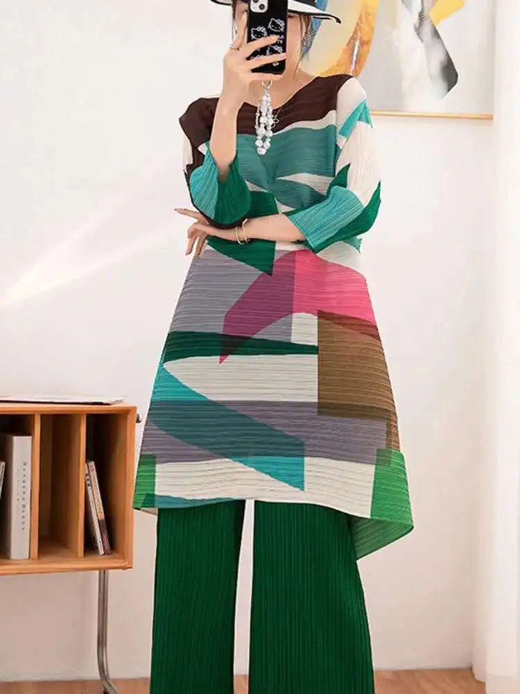 Pleated Two-Piece Modern Style Set