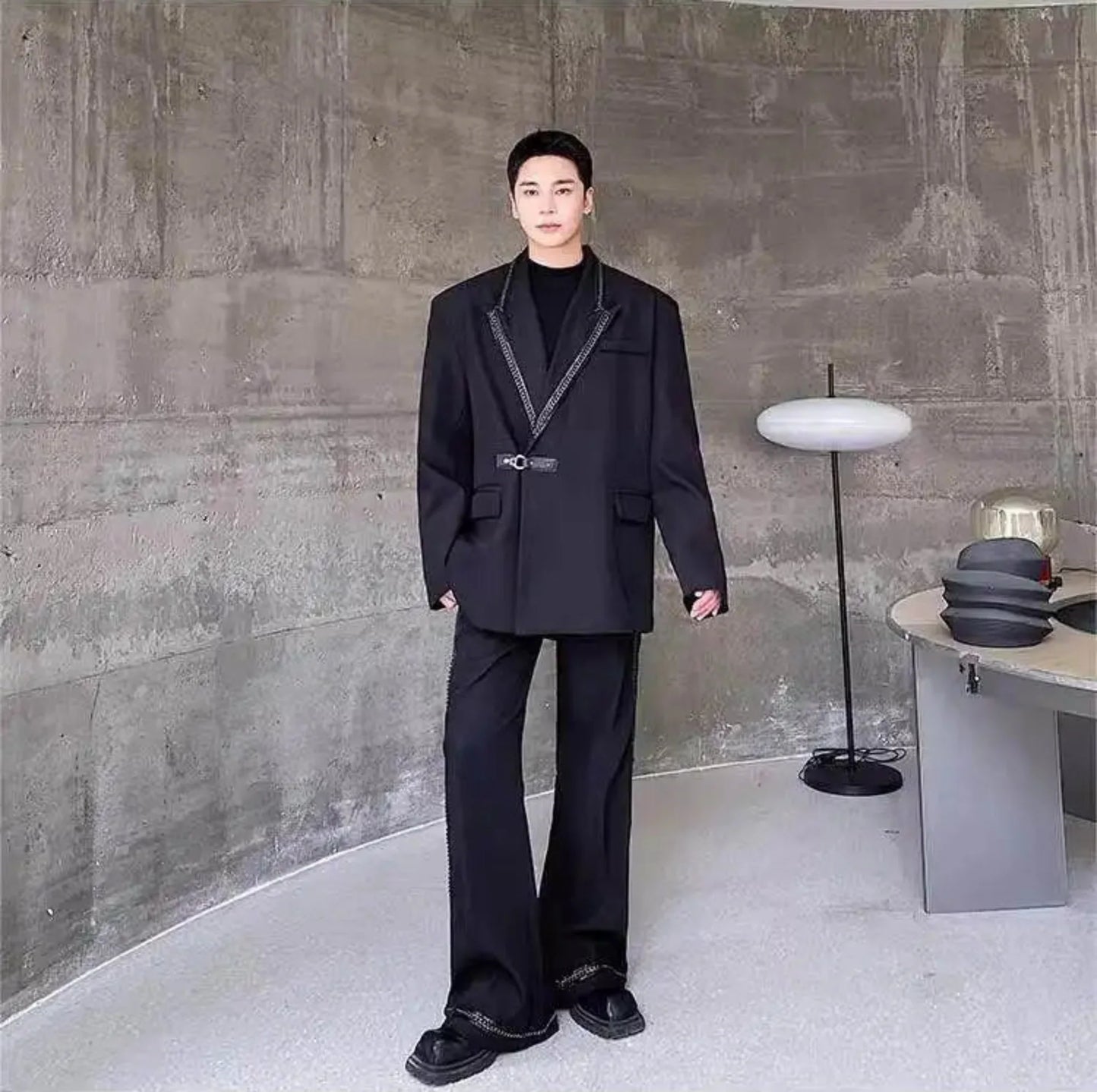 Exclusive Men's Relaxed Suit with Chain Detailing