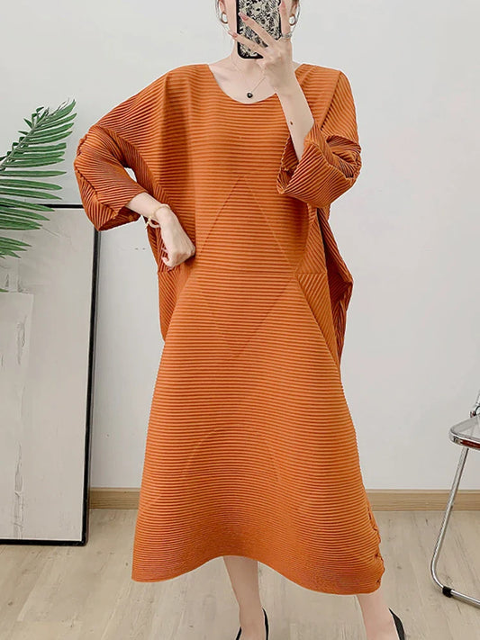 Couture Pleated Midi Dress - Elegant Occasion Wear
