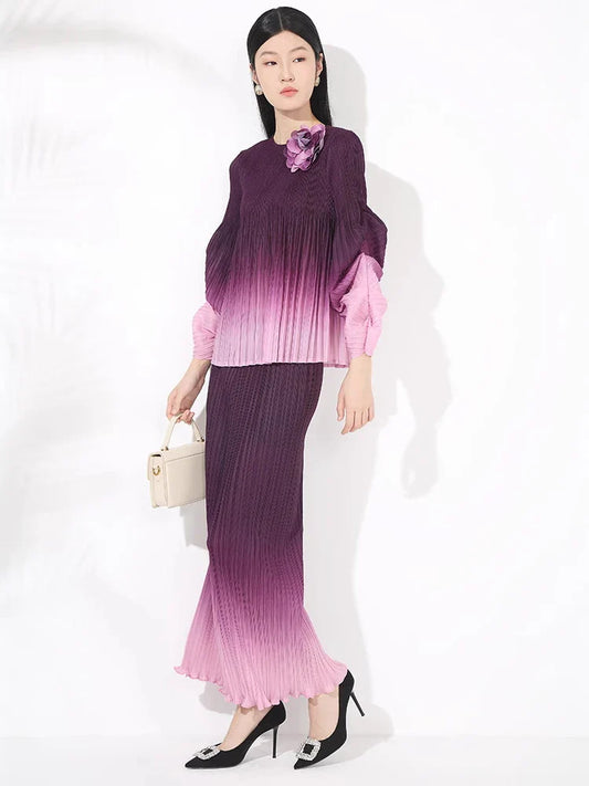 Luxe Japanese Pleated Two-Piece Set