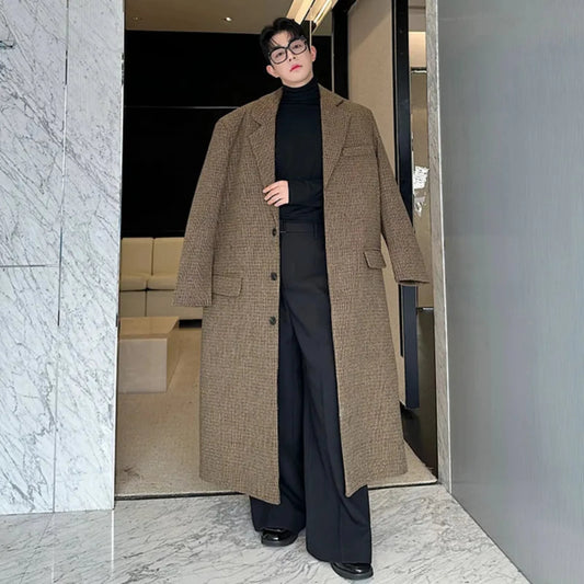 Men's Luxury Herringbone Wool-Blend Overcoat