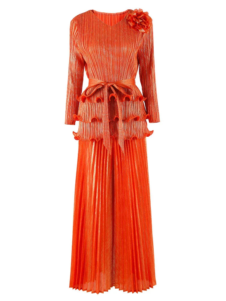 Women's Pleated Wide-Leg Pants & Top Set