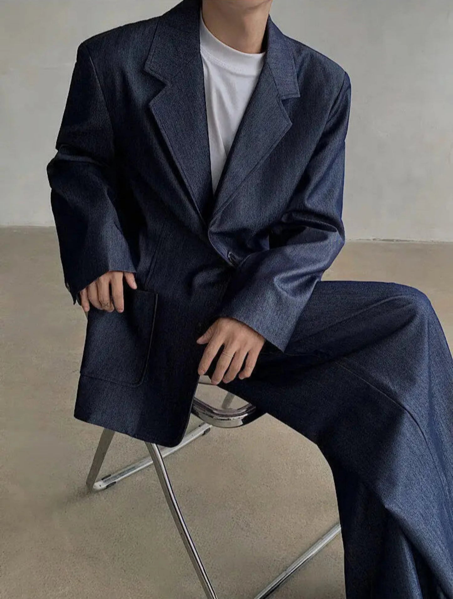 Men's Luxury Dark Denim Oversized Suit Set