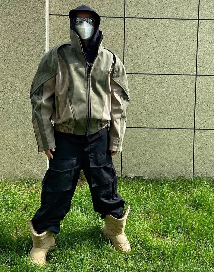 Men's High Streetwear Vintage Oversized PU Leather Jacket