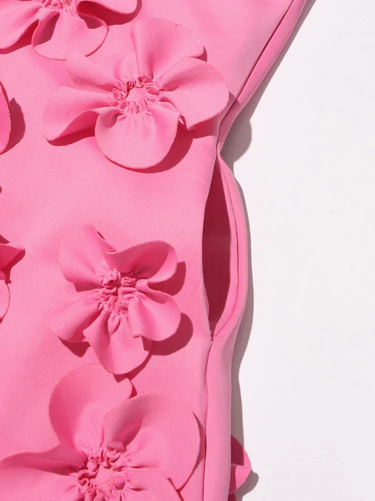 Luxe 3D Floral Midi Sleeveless Dress