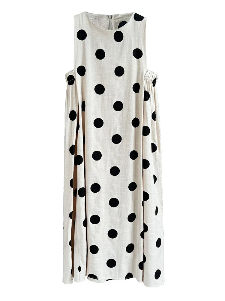 Linen Oversized Sleeveless Midi Dress