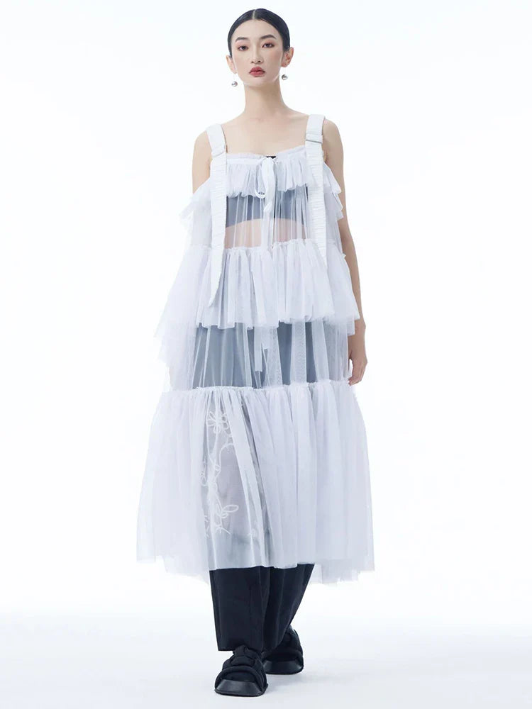 Ruffle Tiered Tulle Suspender Dress
