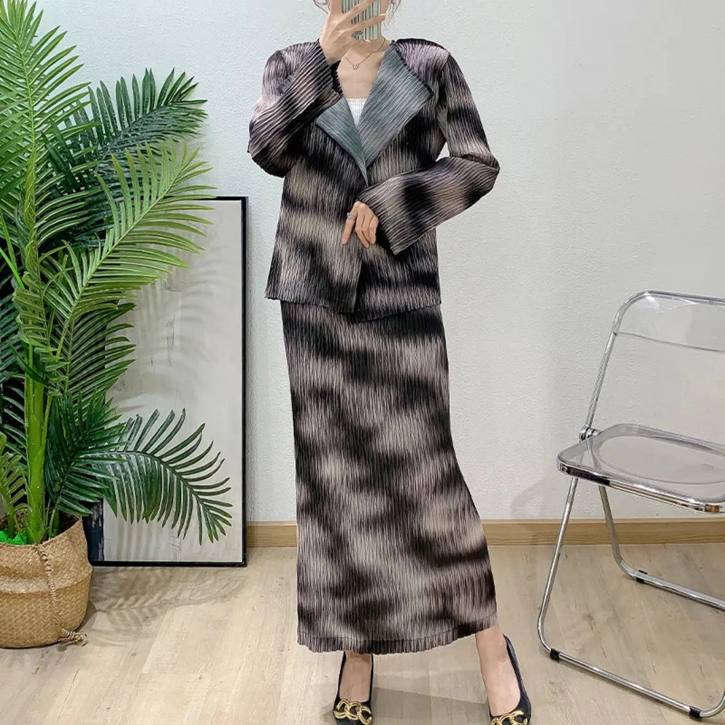 Luxe Pleated Tie-Dye Skirt Set