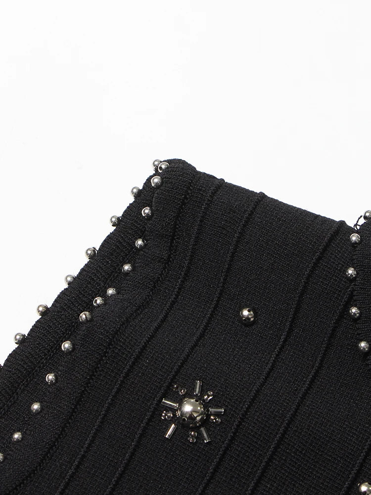 Sleeveless Fit & Flare Embellished Midi Dress
