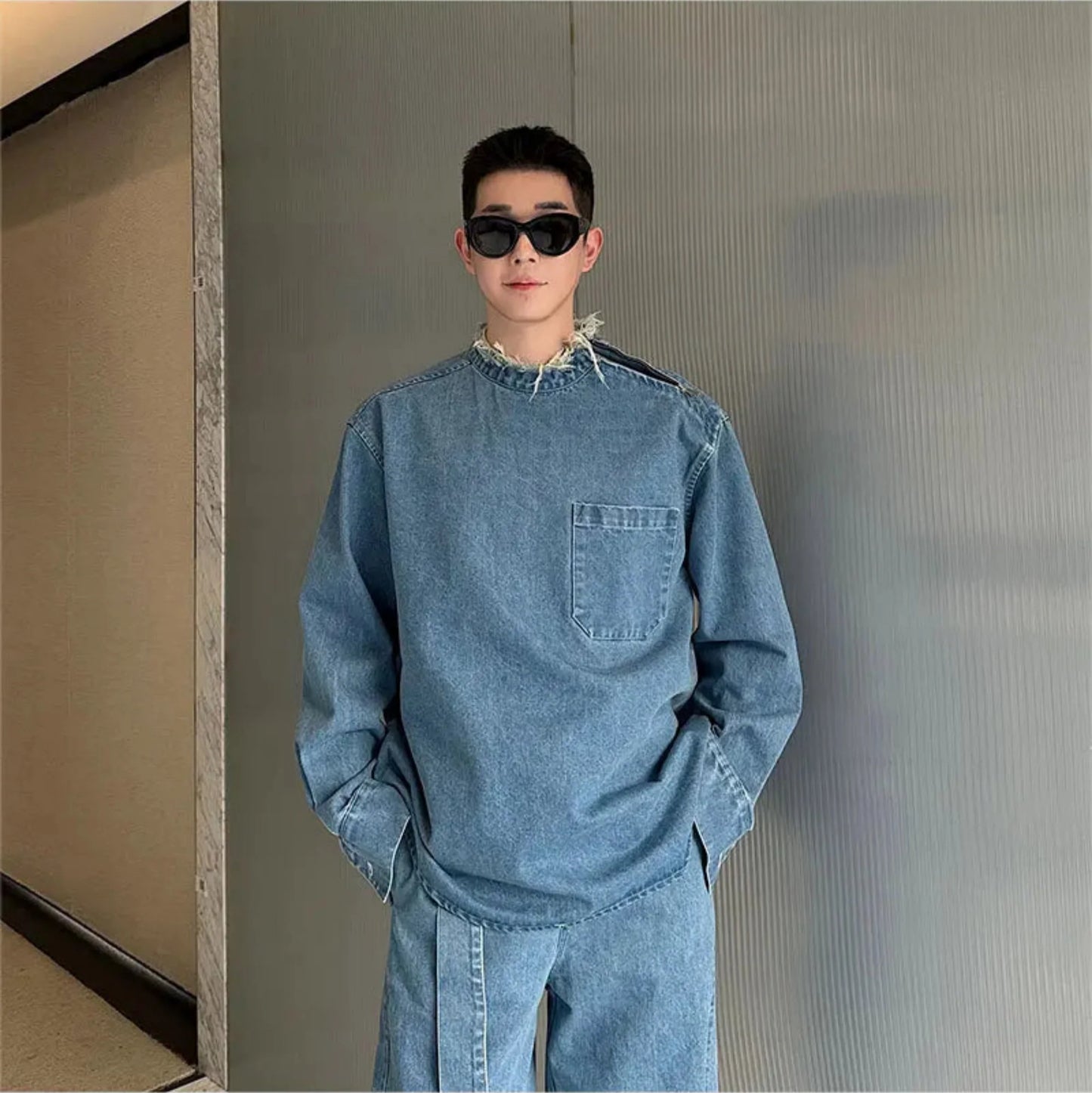 Men's Japanese Double Denim Two-Piece Set