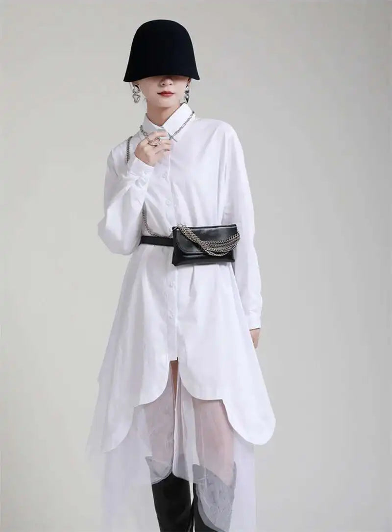 Avant-Garde Asymmetric Hem Tunic Dress