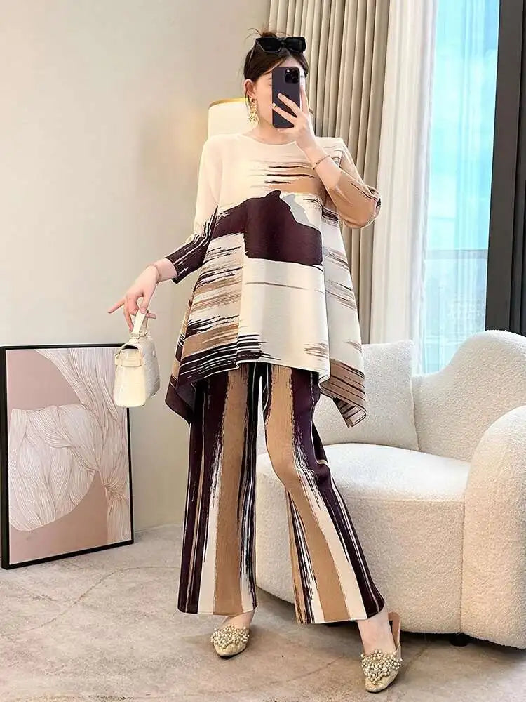 Elegant Pleated Pant 2-Piece Set