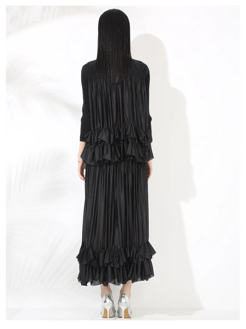 Luxury Ruffled Pleated Skirt 2-Piece Set