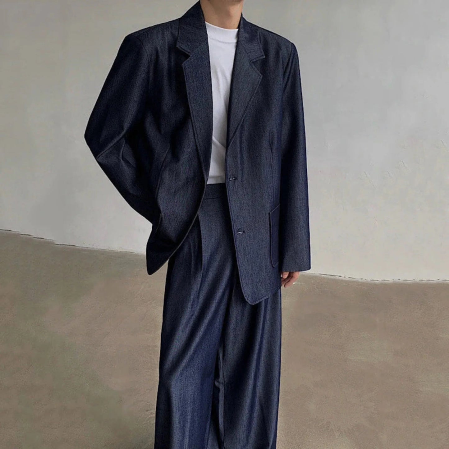 Men's Luxury Dark Denim Oversized Suit Set