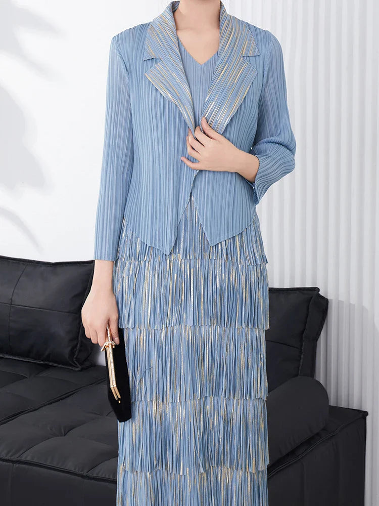 Japanese Pleat Dress & Cardigan