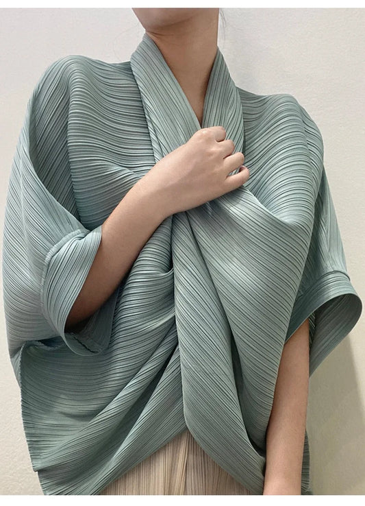Japanese Inspired Pleated Top - Overlap Drape