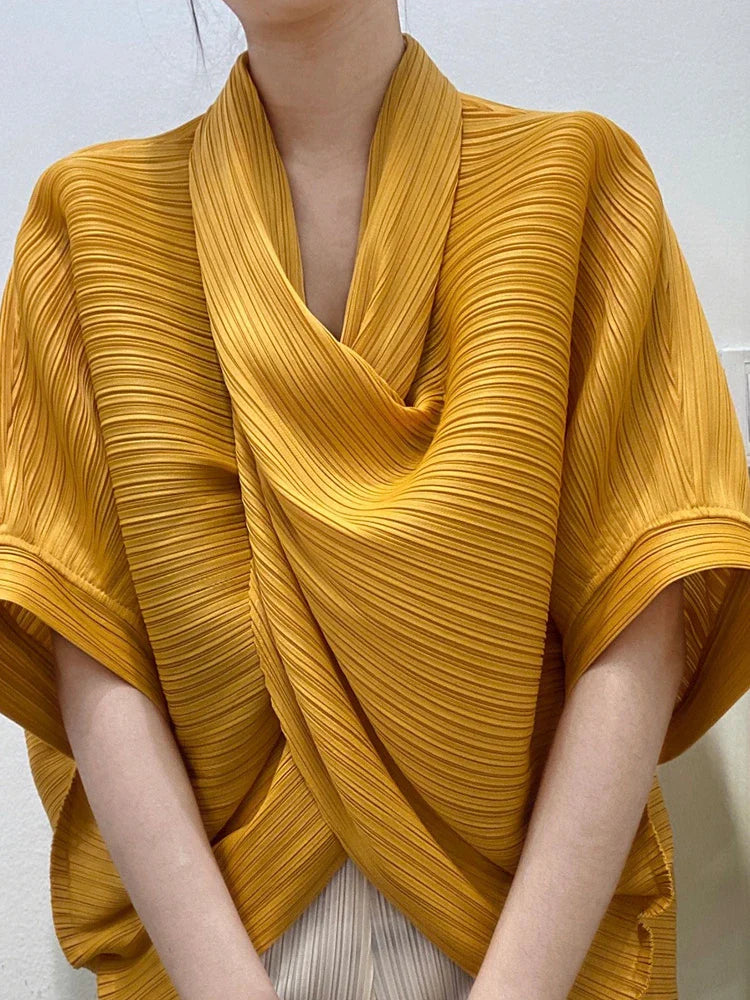 Japanese Inspired Pleated Top - Overlap Drape