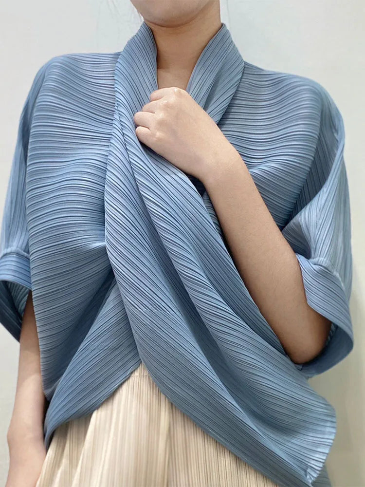 Japanese Inspired Pleated Top - Overlap Drape