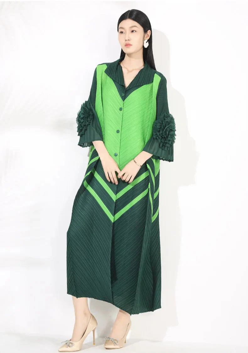 Plissé Pleated Blouse Dress
