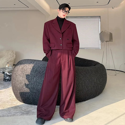 Men's Cropped Blazer & Trousers Suit Set
