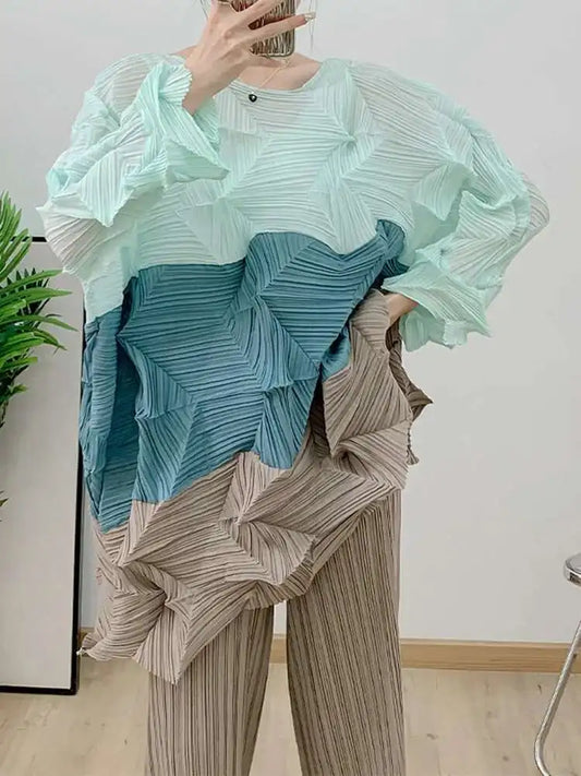 Luxury Origami Pleated Top & Trousers