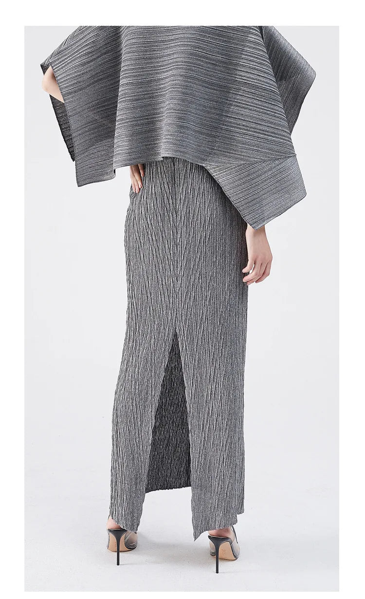 Plissé Pleated Midi Dress & Shawl