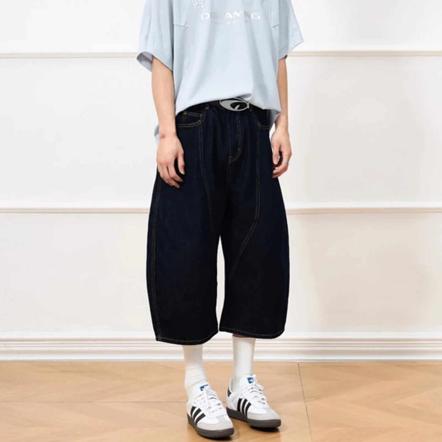 Men's Japanese Wide-Leg Shorts - Premium Denim