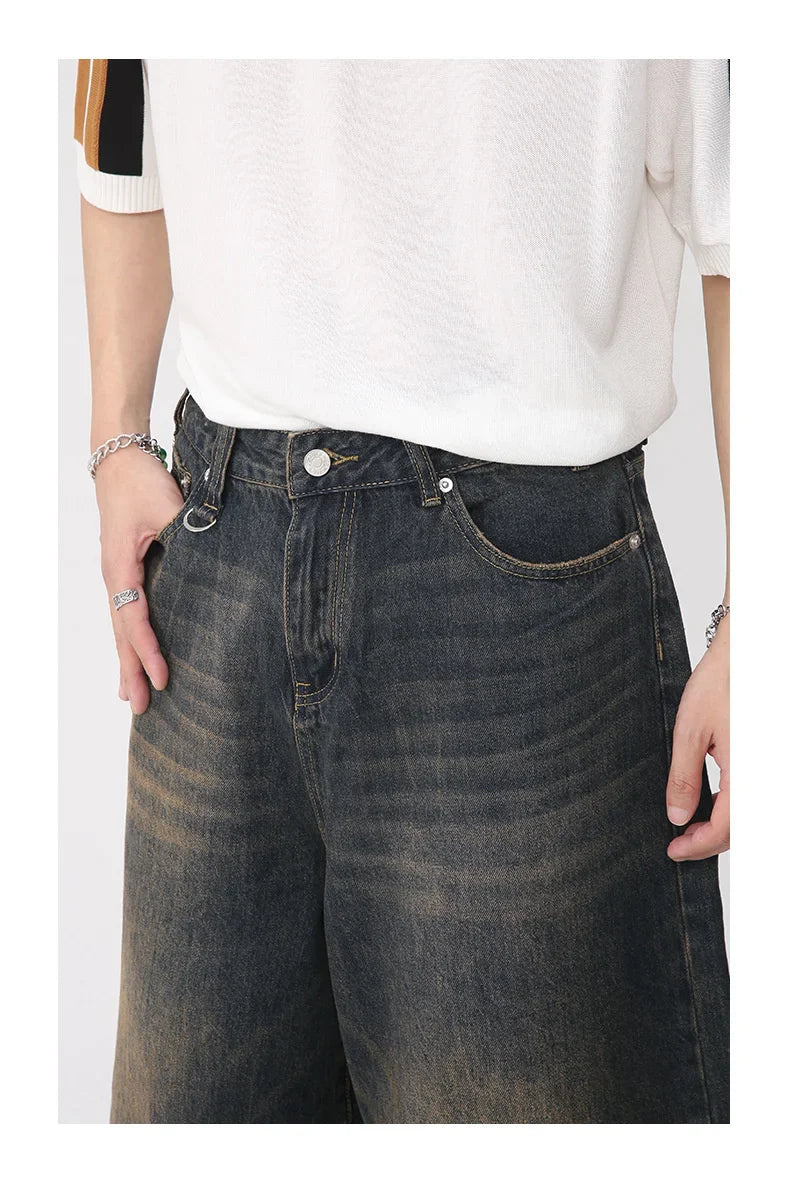 Men's Trendy Wide Leg Denim Long Shorts