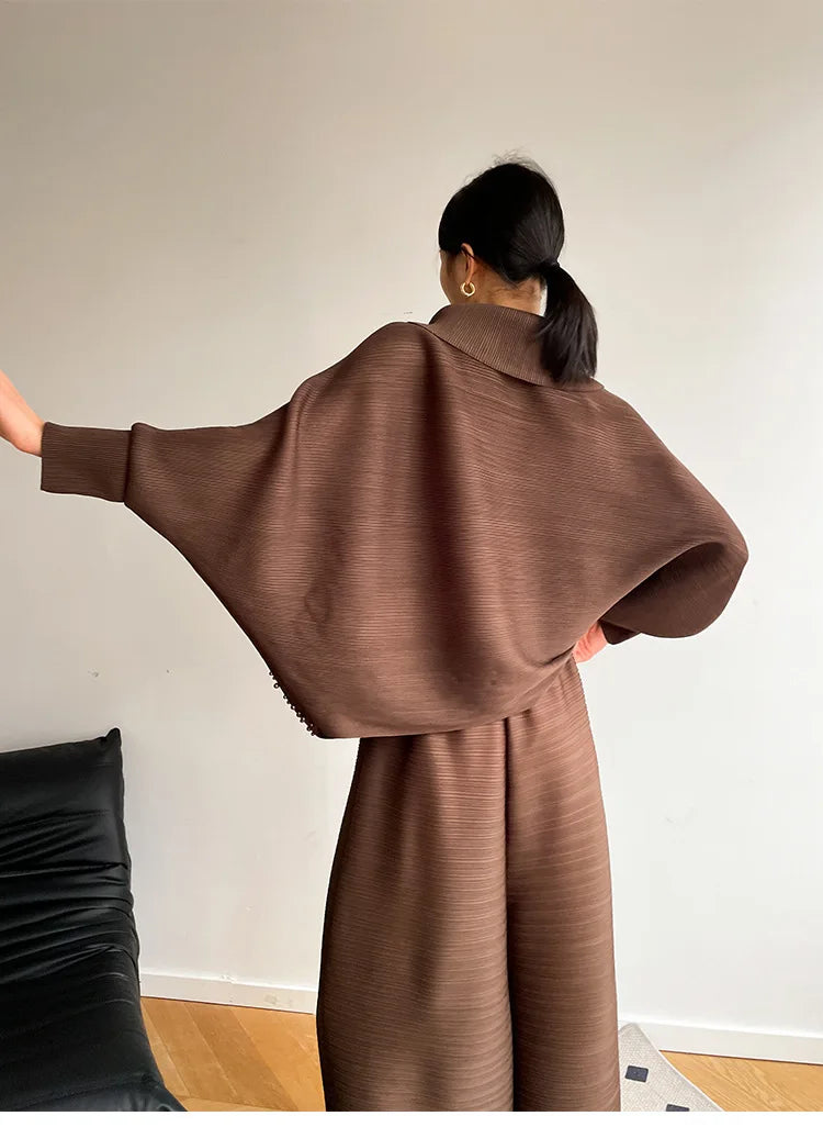 Pleated Sweater & Pant Set - Exclusive Design
