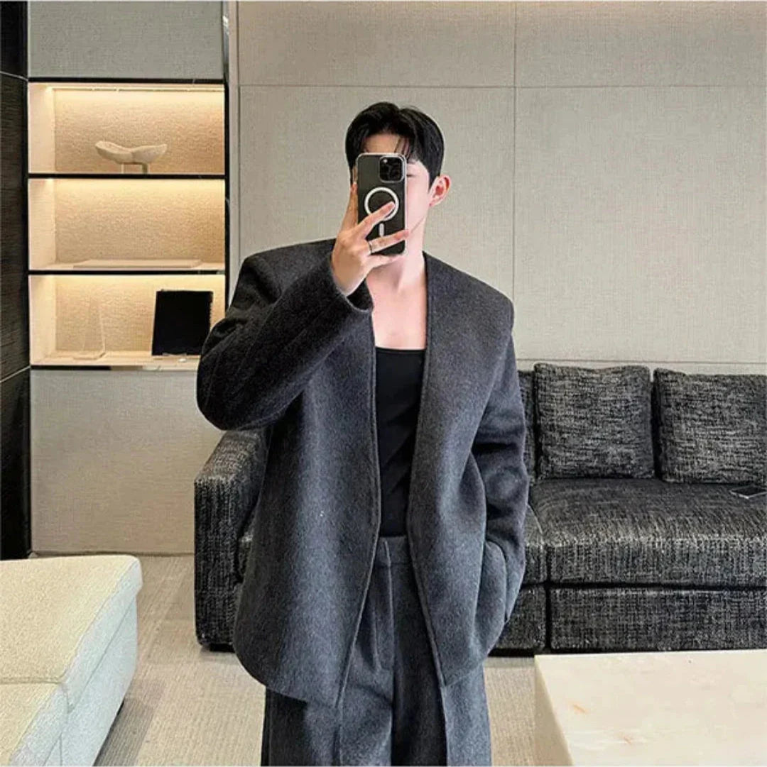 Men's 3 Piece Baggy Blazer & Pleated Trousers Set