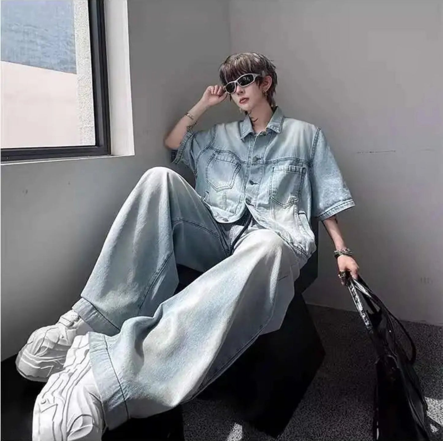 Men's Acid Wash Denim Set