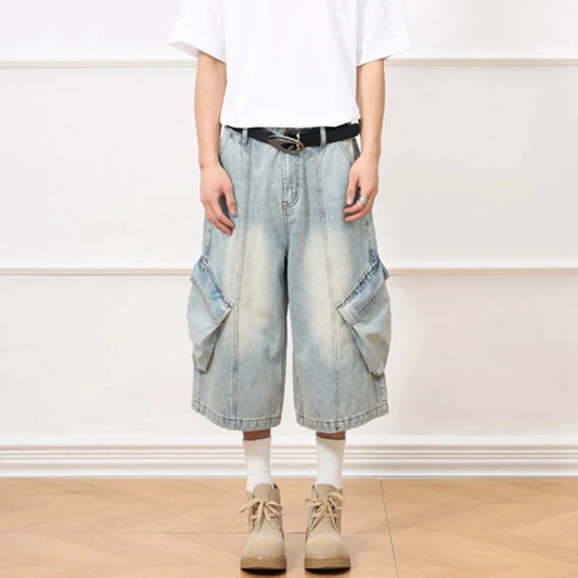 Men's Denim Bermuda Cargo Shorts