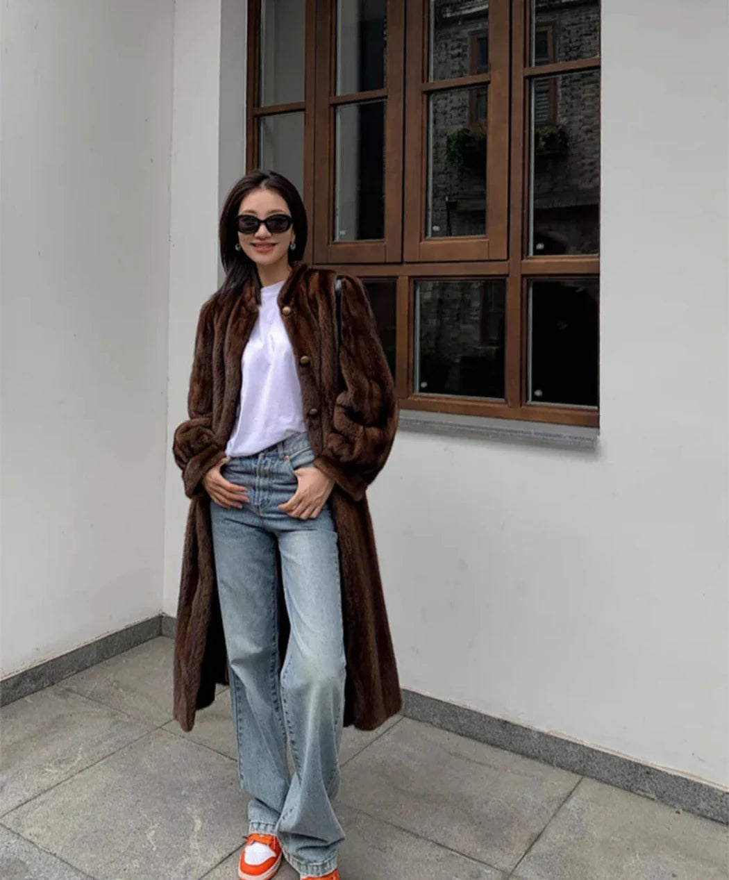 Women's Faux Mink Long Coat