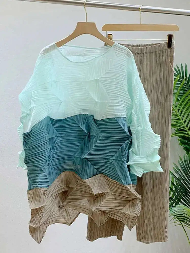 Luxury Origami Pleated Top & Trousers