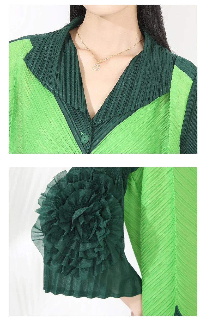 Plissé Pleated Blouse Dress