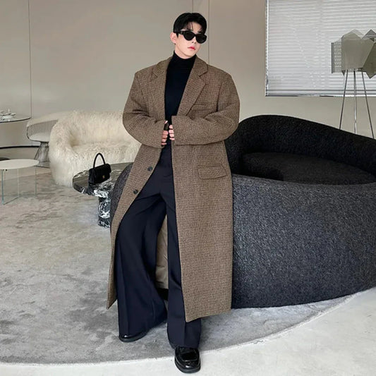Men's Classic Wool Blend Extra Long Coat