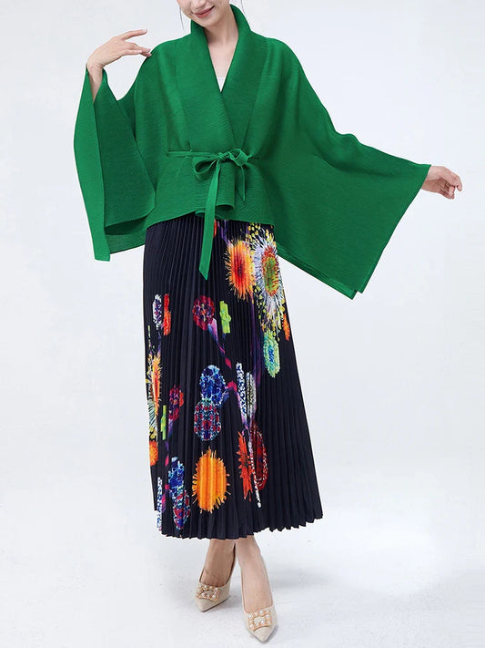 Wrap Top & Pleated Skirt Set