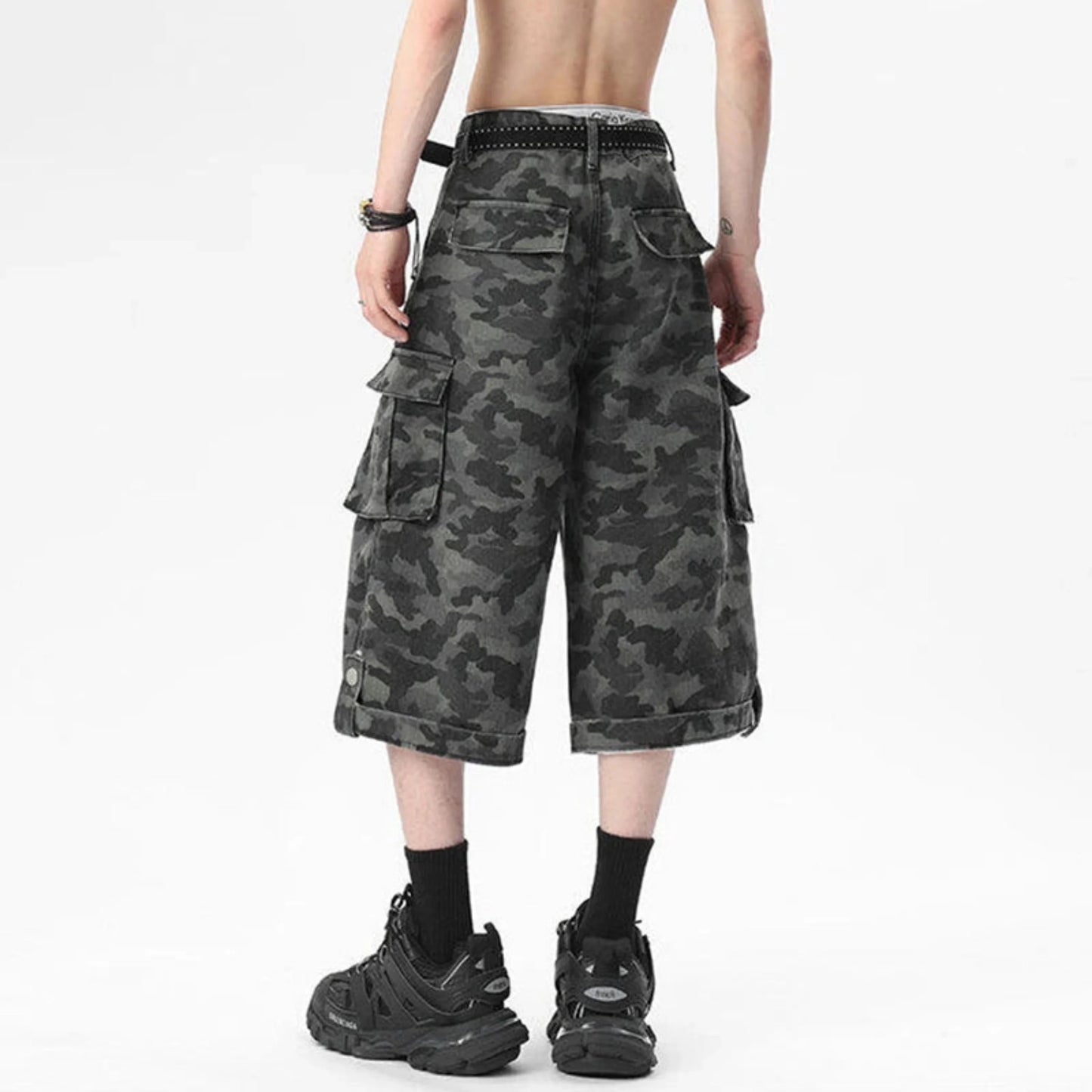 Men's Luxury Streetwear Camo Cargo Long Shorts
