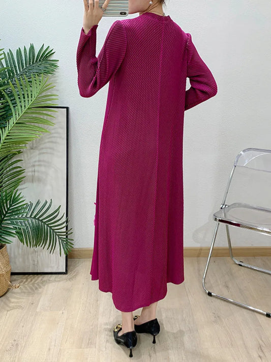Petite Pleated Textured Midi Dress