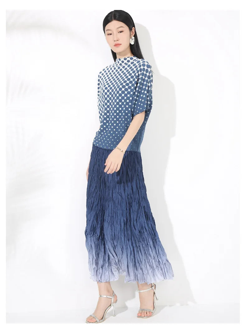 Polka Dot Top & Pleated Skirt Set