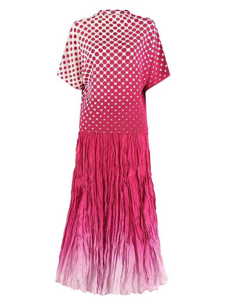Polka Dot Top & Pleated Skirt Set