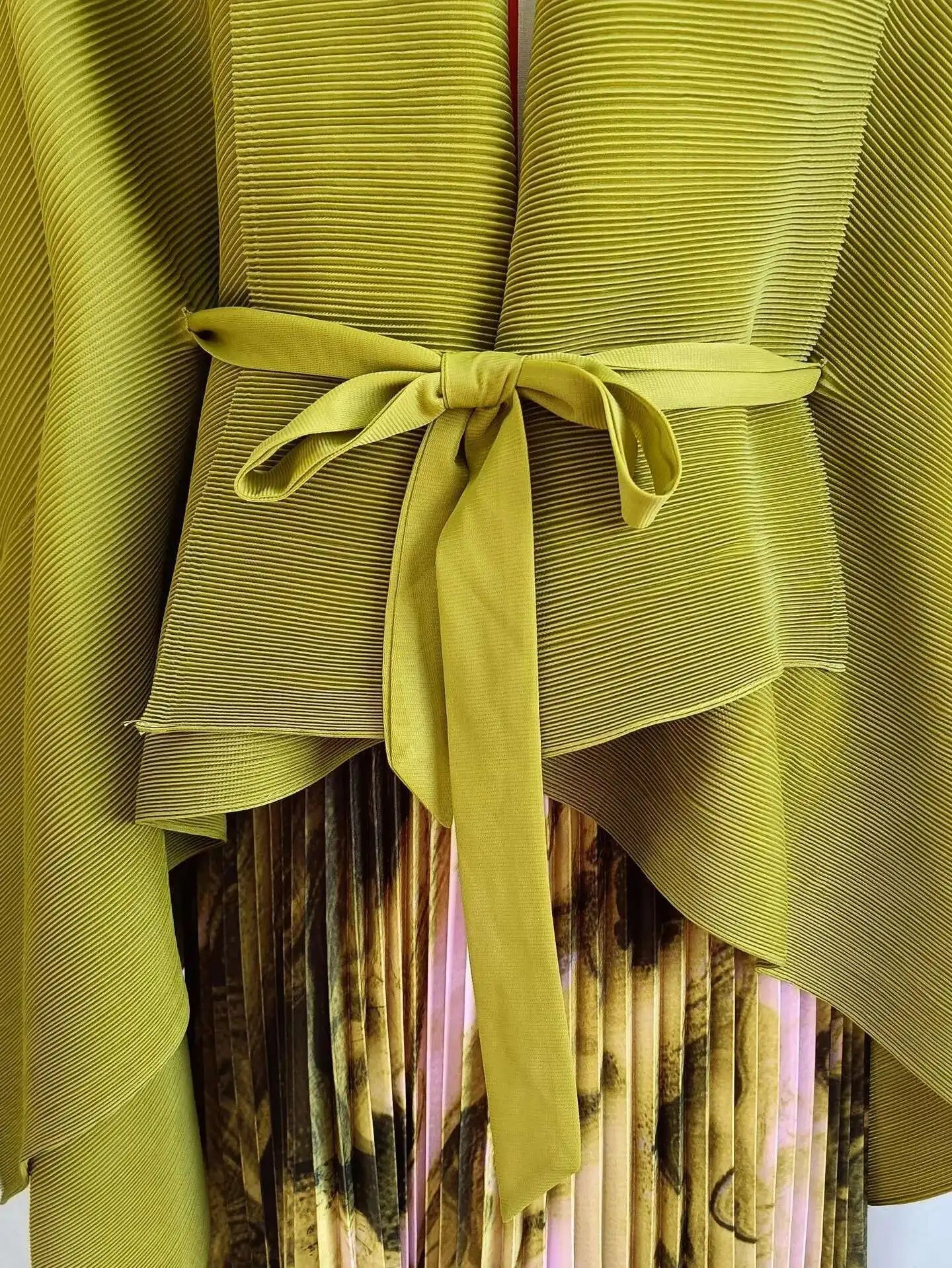 Pleated Tie-Front Duster & Skirt Set
