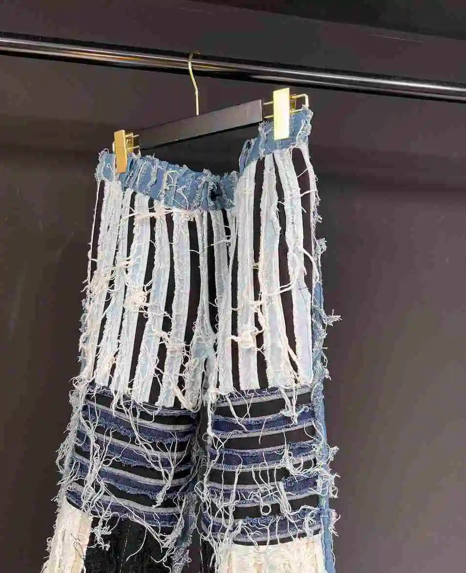 Men's Denim Distressed Light Wash Blue Jeans