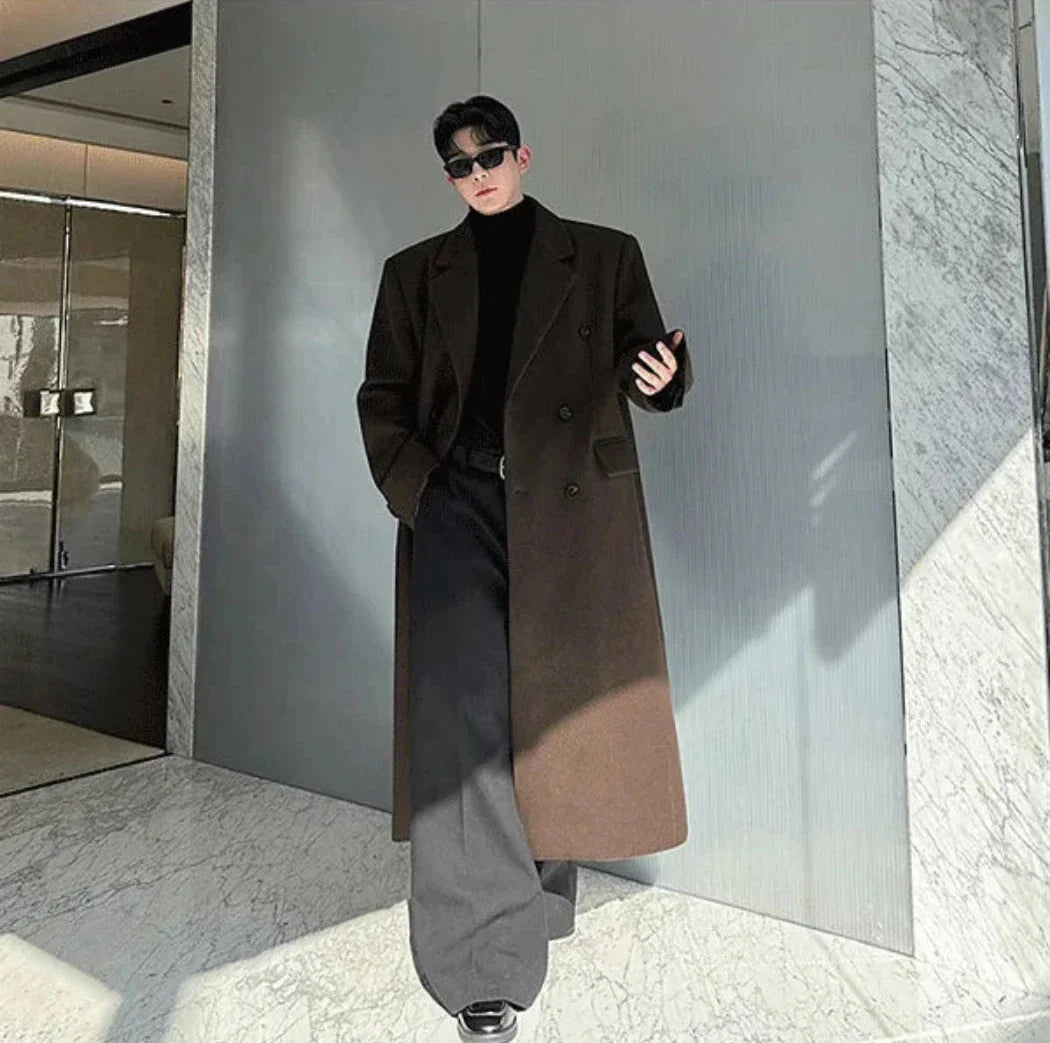 Men's Warm Designer Wool Blend Trench Coat
